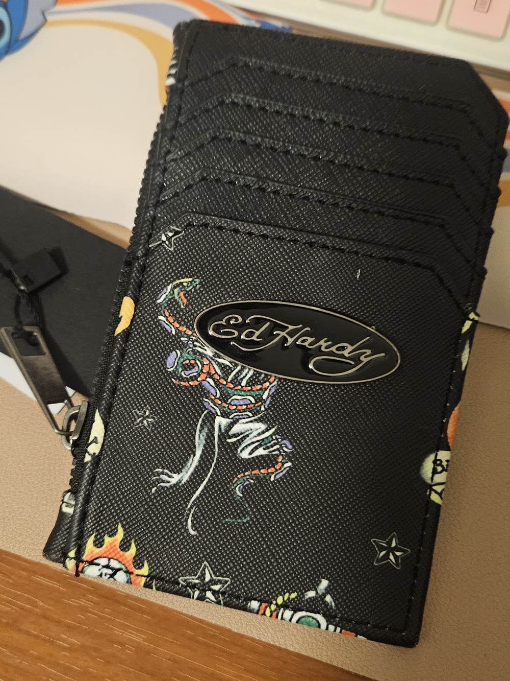 NWT Ed Hardy Black Tattoo Print Card Wallet